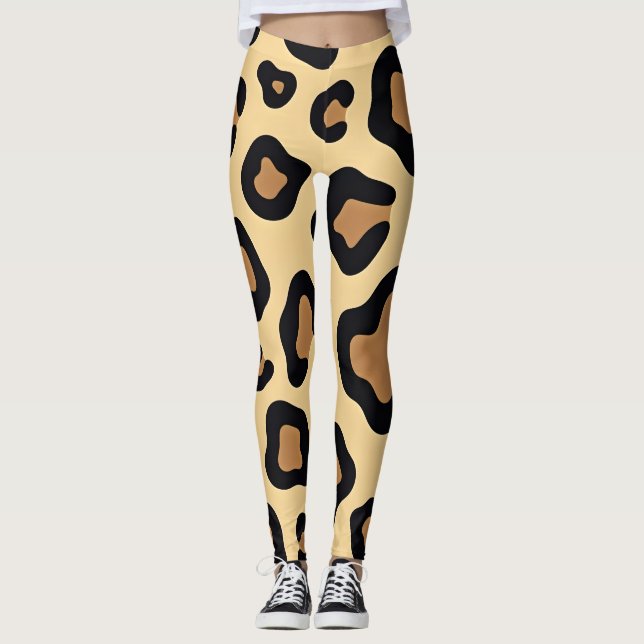 Bold leopard spots in tan and brown leggings (Front)