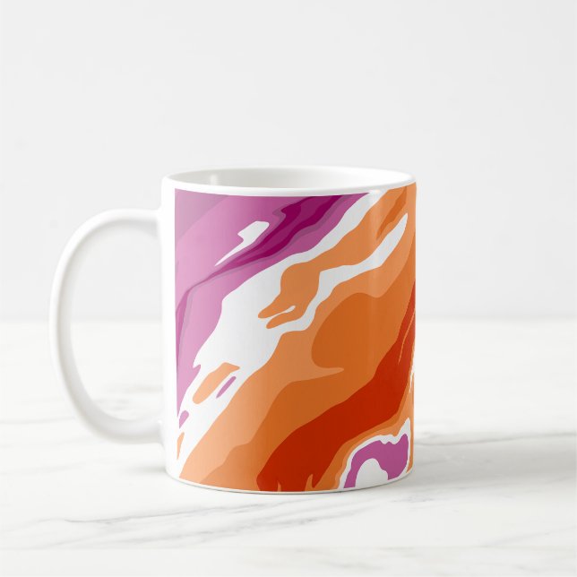 Bold Lesbian Pride Poured Paint Abstract  Coffee Mug (Left)