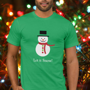 Bold LET IT SNOW Christmas Smiling Snowman T-Shirt
