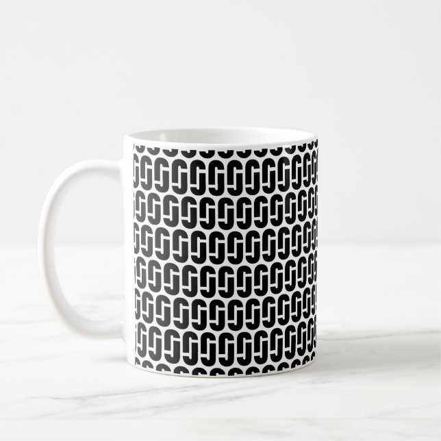 Bold Letter J Pattern Alphabet Coffee Mug (Left)