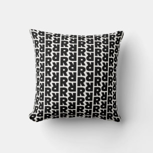 Bold Letter R Pattern Alphabet Cushion