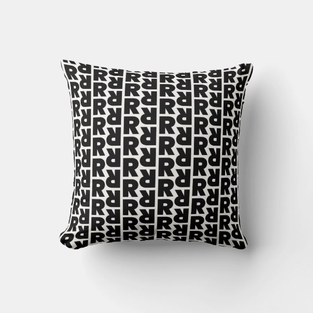 Bold Letter R Pattern Alphabet Cushion (Front)