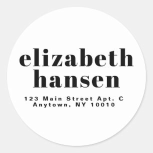 Bold Lettering Modern Round Return Address Label