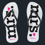 Bold Lettering (pink) Bride Flip Flops<br><div class="desc">Fun, custom wedding flip flops</div>