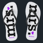 Bold Lettering (purple) Bride Flip Flops<br><div class="desc">Fun,  custom wedding flip flops</div>