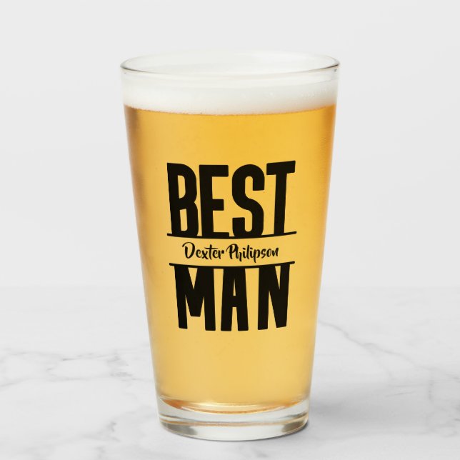 Bold Letters Best Man Add His Name Glass (Front Filled)