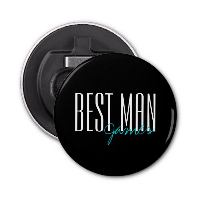 Bold Letters "Best Man" Personalised Wedding Party Bottle Opener (Front)