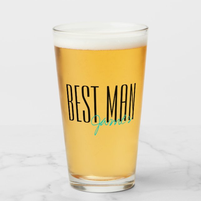 Bold Letters "Best Man" Personalised Wedding Party Glass (Front Filled)