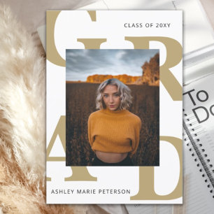 Bold letters Classy Photo Graduation Invitation