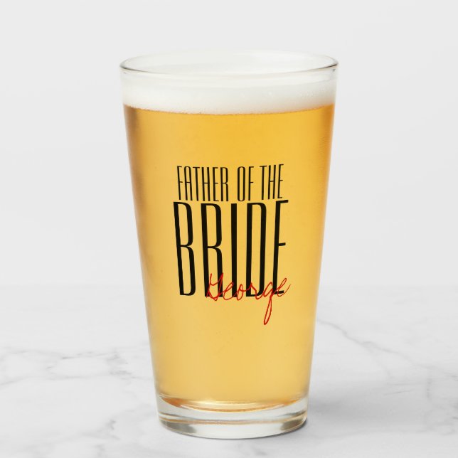 Bold Letters "Father of the Bride" Wedding Party Glass (Front Filled)