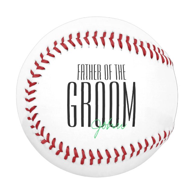 Bold Letters "Father of the Groom" Wedding Party Baseball (Front Left)