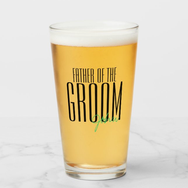 Bold Letters "Father of the Groom" Wedding Party Glass (Front Filled)