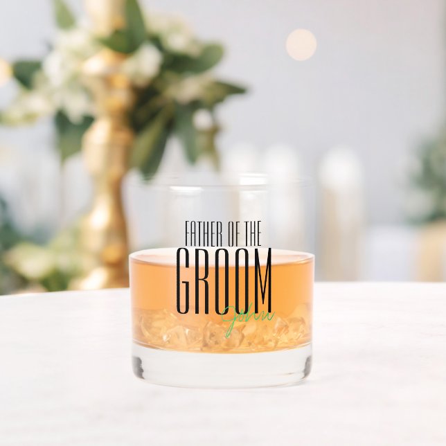 Bold Letters "Father of the Groom" Wedding Party Whiskey Glass (Insitu (Wedding))