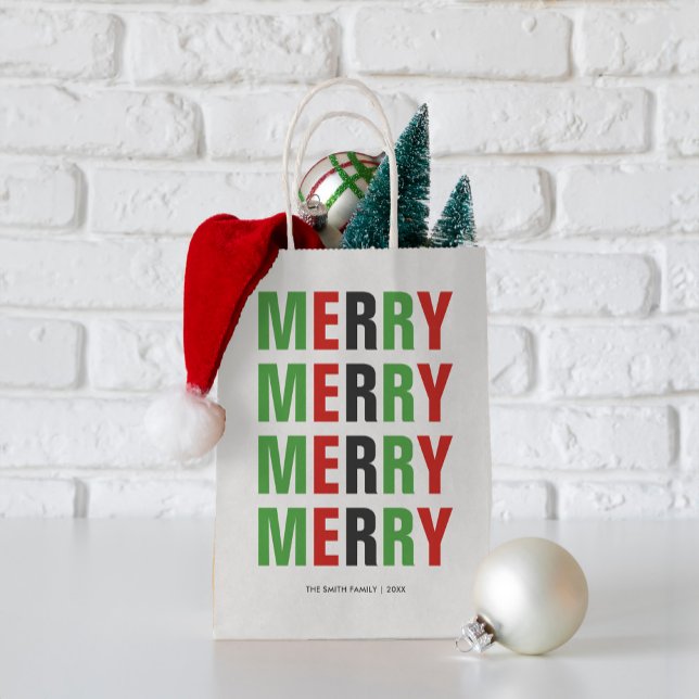 Bold Letters Festive "Merry" Christmas Small Gift Bag (Creator Uploaded)