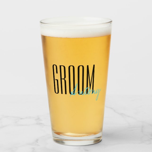 Bold Letters "Groom" Personalised Wedding Party Glass (Front Filled)