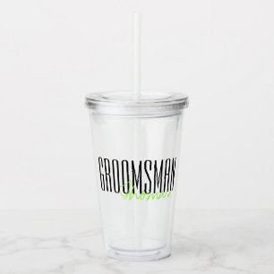 Bold Letters "Groomsman" Custom Wedding Party Acrylic Tumbler