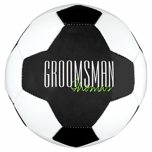 Bold Letters "Groomsman" Custom Wedding Party Football (Front)