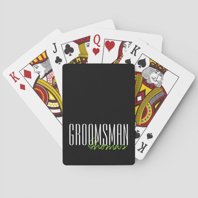 Bold Letters "Groomsman" Custom Wedding Party Playing Cards (Back)