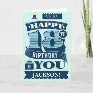 Bold Letters Happy 18th Birthday Card