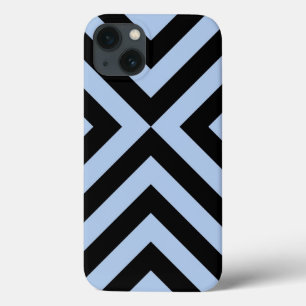 Bold Light Blue and Black Chevrons iPhone 13 Case