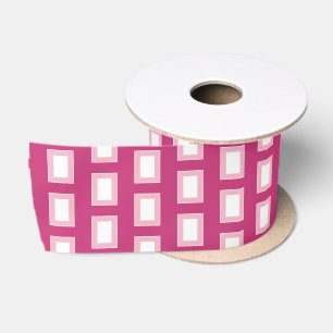 Bold Light Pink and White Funky Retro Satin Ribbon