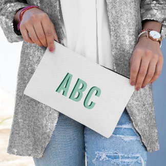 Bold Light Teal 3 Letter Monogram Accessory Pouch