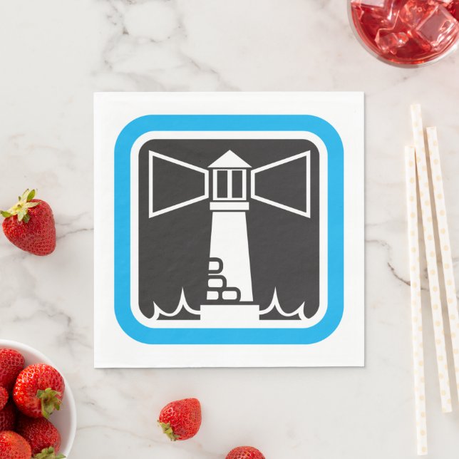 Bold Lighthouse Beacon with Ocean Waves Icon  Napkin (Insitu)