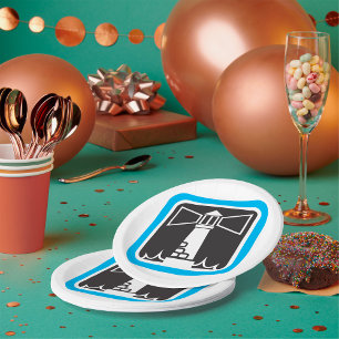 Bold Lighthouse Beacon with Ocean Waves Icon  Paper Plate