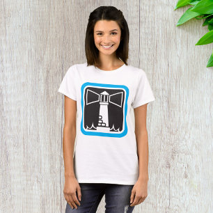 Bold Lighthouse Beacon with Ocean Waves Icon  T-Shirt