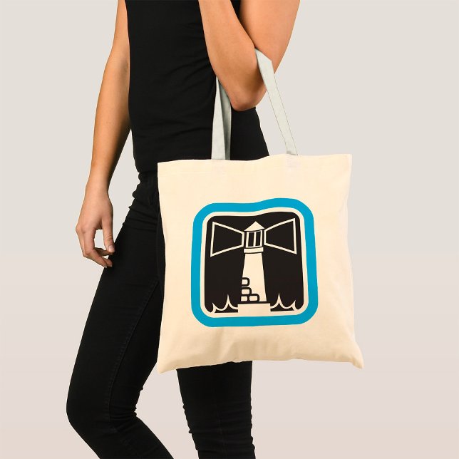 Bold Lighthouse Beacon with Ocean Waves Icon  Tote Bag (Creator Uploaded)