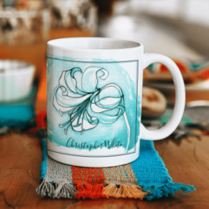 Bold Lily Art Purple Teal Elegant floral template Coffee Mug