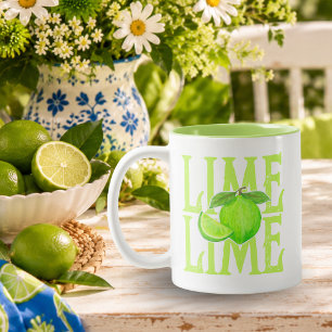 Bold Lime Typography with Green Lime and Wedge Two-Tone Coffee Mug