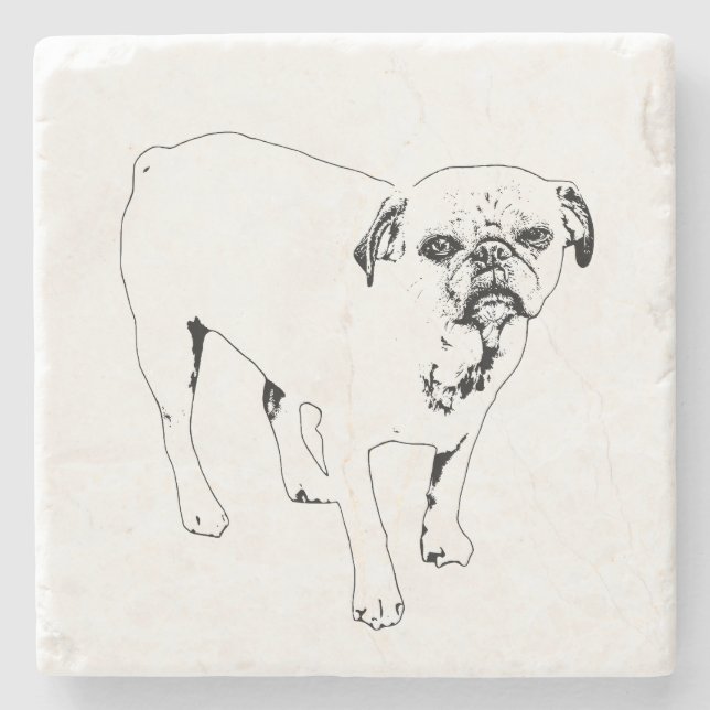 Bold Line Dog Coaster For Joyful Gatherings (Front)