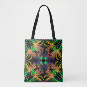 Bold Line Mandala  Orange,Green Tote Bag
