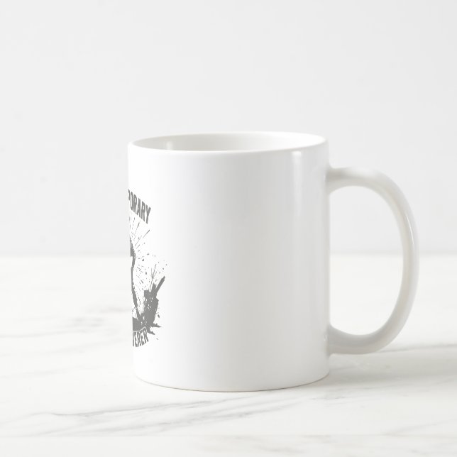 Bold linebacker silhouette mid-tackle surrounded coffee mug (Right)