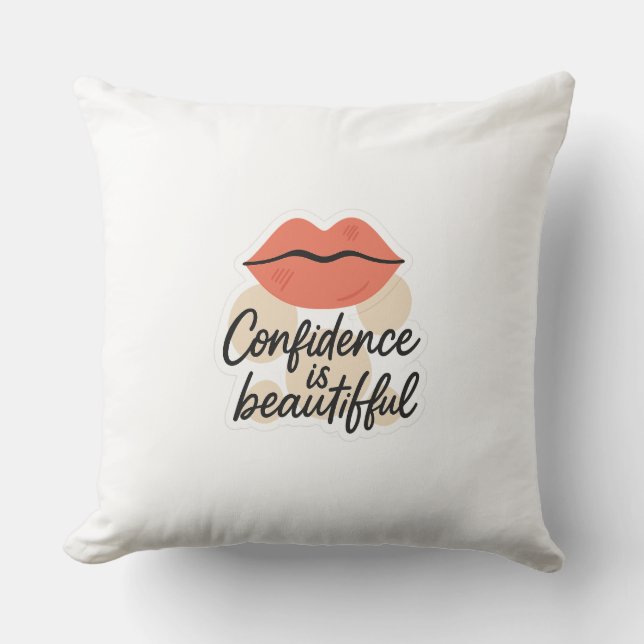 Bold Lip Art with Positive Vibes – Transparent Des Cushion (Front)