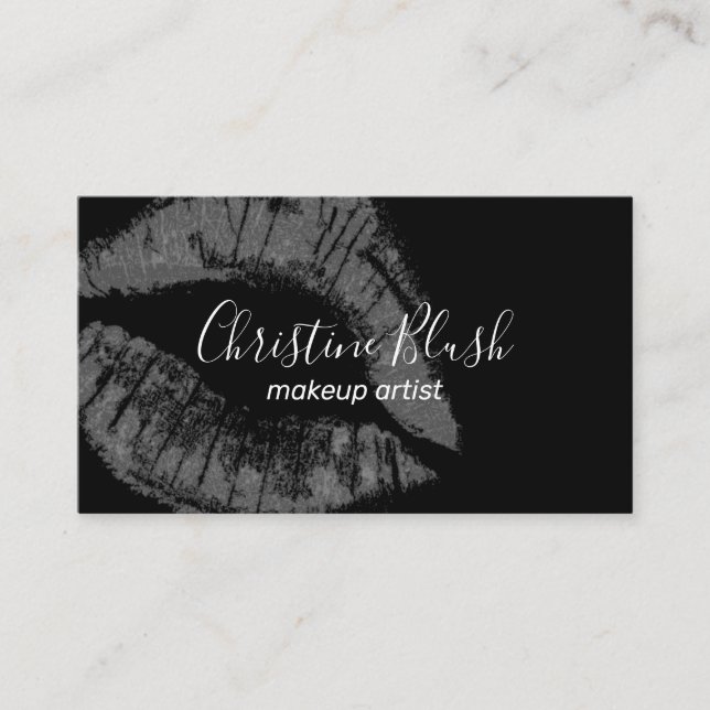 Bold Lipstick Kiss MUA Business Card (Front)