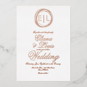 Bold Logo Rings Wedding Pressed Foil Invitation