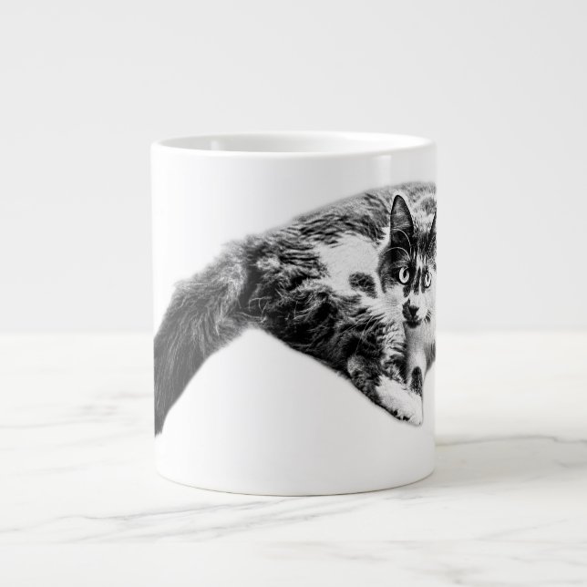 Bold Long‑Tail Cat Portrait Mug (Front)