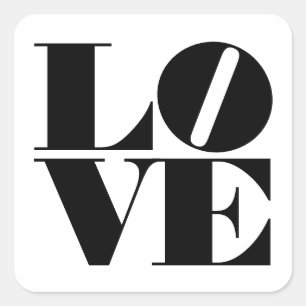 Bold Love Black White Valentines Square Sticker