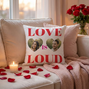 Bold Love Is Loud Valentine’s Day Heart Typography Cushion
