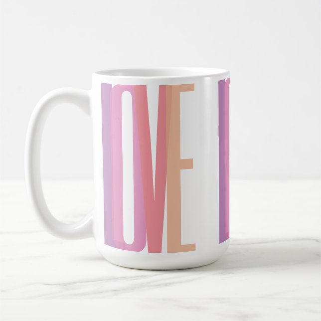 Bold Love Typography in Pastel Colours Coffee Mug (Left)