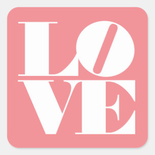 Bold Love White Pink Valentine's Square Sticker