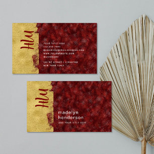Bold Luxury Jewellery Ruby Gold Brush Monogram Business Card