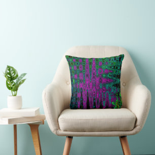 Bold Magenta Abstract Groovy Atomic Waves Cushion