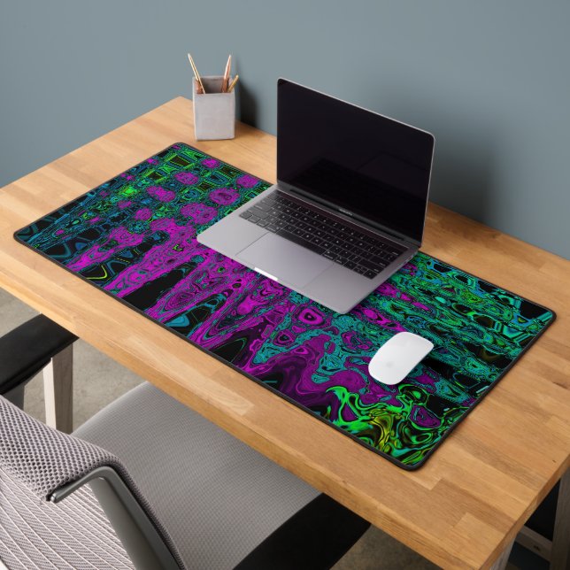 Bold Magenta Abstract Groovy Atomic Waves Desk Mat (Office 2)
