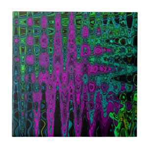 Bold Magenta Abstract Groovy Atomic Waves Tile