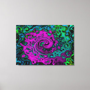 Bold Magenta Abstract Groovy Liquid Art Swirl Canvas Print