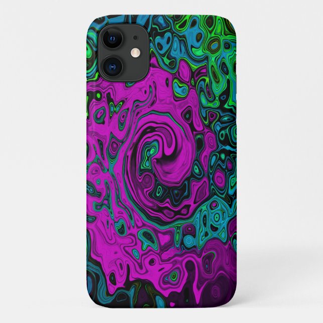 Bold Magenta Abstract Groovy Liquid Art Swirl Case-Mate iPhone Case (Back)