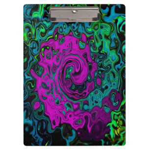 Bold Magenta Abstract Groovy Liquid Art Swirl Clipboard